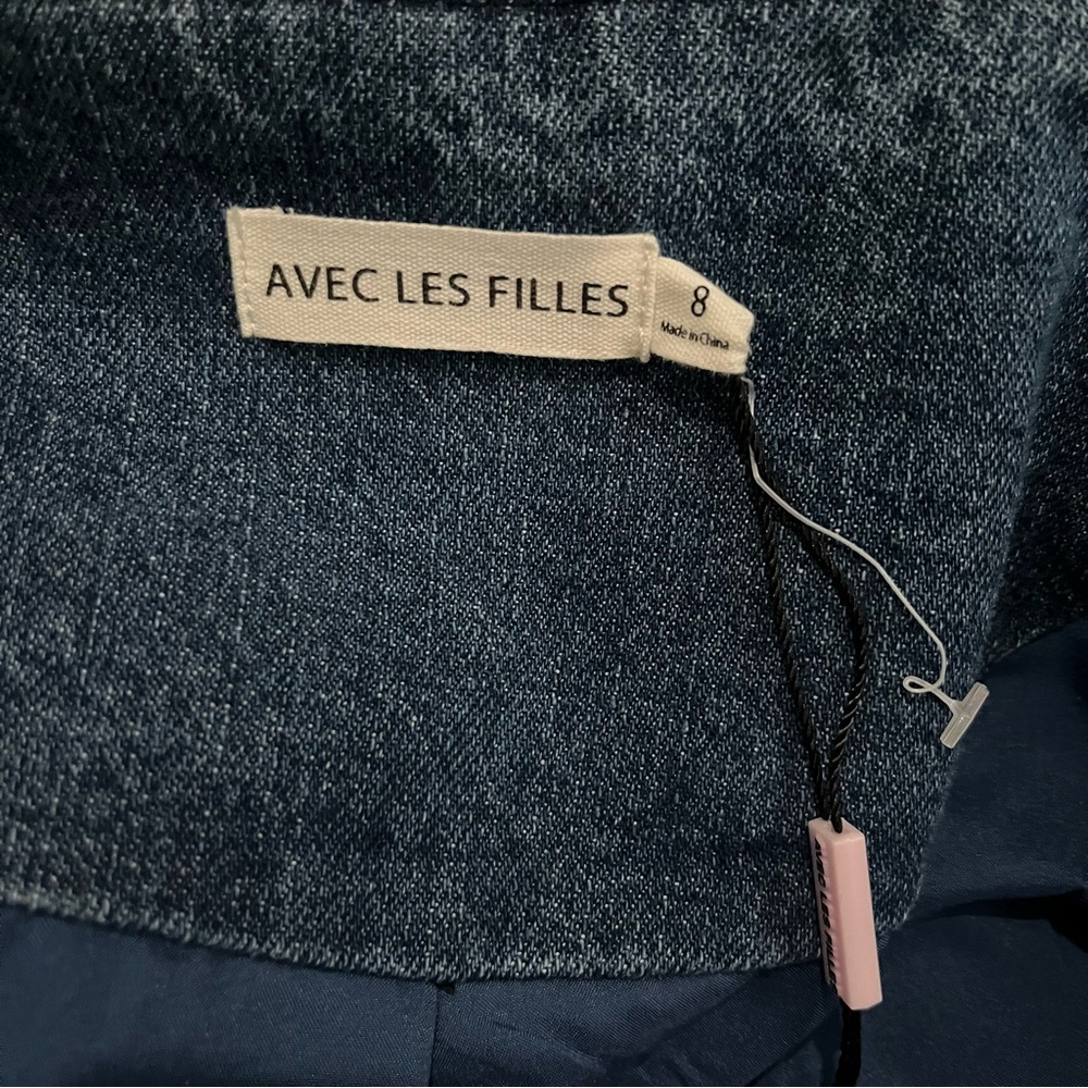 Avec Les Filles NWT Blue Denim Western Long Sleeve Dress Size 8 - Picture 7 of 7